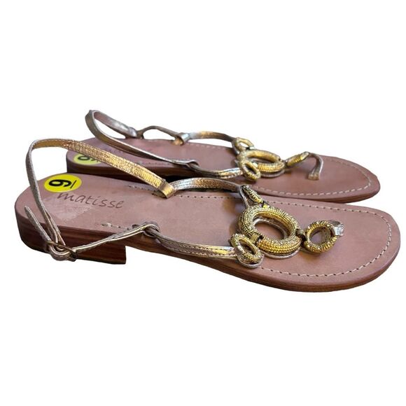 Matisse Strappy Gold Jeweled Thong Sandal Size 9 - Picture 3 of 9